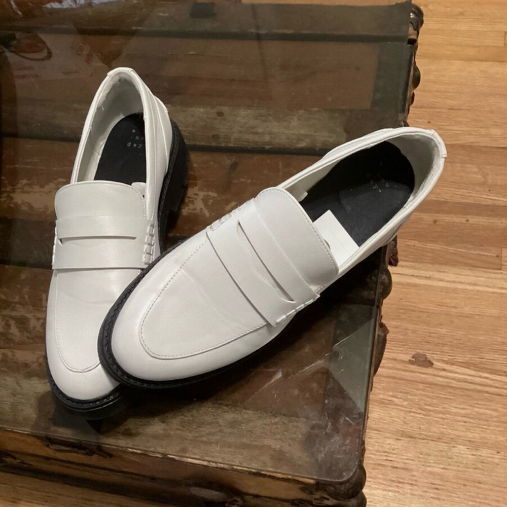 a new day White Slip-On Loafers with Textured Leather
